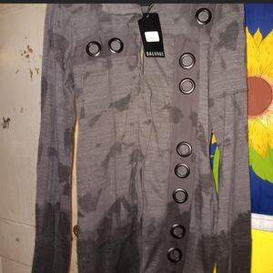 SALVAGE NWT Mixed Purple Long Sleeved Grommet Coat/Tunic. L